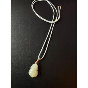 Icy Jade ivory yellow Pixiu Pendant Necklace handmade Prosperity Jade Charm